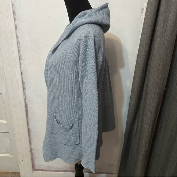 Eileen Fisher Women Open Front Cardigan Sweater Hood Pockets PS Wool Nylon Silk - Picture 3 of 10